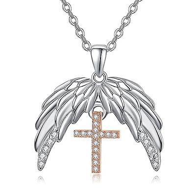 Necklace for Women Girls Angel Wing White Gold Plated Pendant