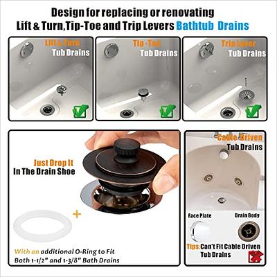 Lift & Turn Bathtub Drain Stopper - Tub Drain Stopper | Assembly Kit with  Strainer and Stopper | Bath Tub Drain Stopper Replacement Fit Both 1-1/2  Or