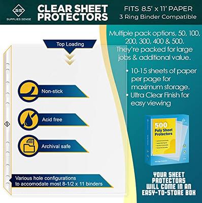 Officewerks Heavy Duty Clear Sheet Protectors - 500 Pack, Refinforced Holes, 8.5 x 11 Inches, Acid Free/archival Safe