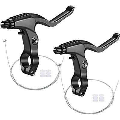 Bicycle Brake Levers 2pcs Mountain Bike Brake Handles 4 Finger 2.2cm Diameter for Most Bicycle, Road Bike, MTB, BMX, Cycling (Aluminum Alloy, Black)