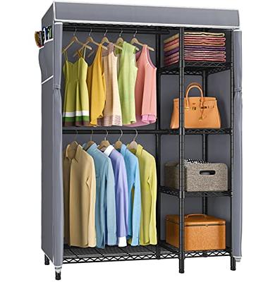 VIPEK S3C Heavy Duty Portable Closet, Adjustable Shoe Rack Wire Shelf,  Custom White Rack with Grey Cover