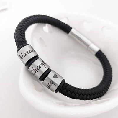  Anniversary Gift for Men - Custom Leather Bracelet