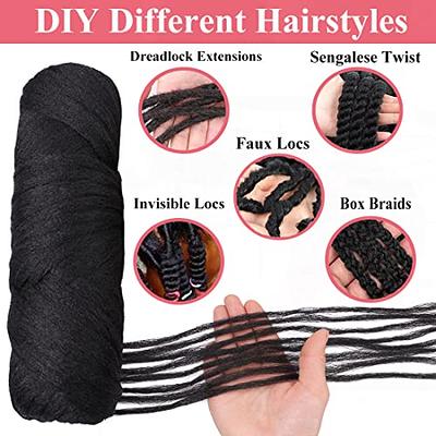 4 Pcs Natural Black Brazilian Wool Hair for Braiding Hair Acrylic Yarn  Crochet Box Braids Senegalese Twist Jumbo Braids Faux Locs Crochet Hair for