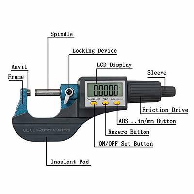 Beslands Digital Electronic Display Micrometer 0-1