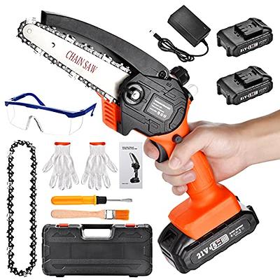 SuperHandy Mini Electric Chainsaw - 8 Bar 20V 2Ah Li-ion Cordless Battery System (Orange)