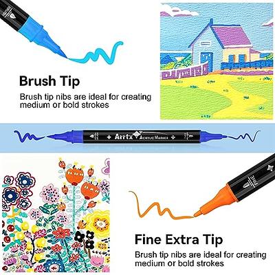 Hethrone Dual Tip Brush Pens Fine Tip Markers for Calligraphy Painting  Drawing 6 Count