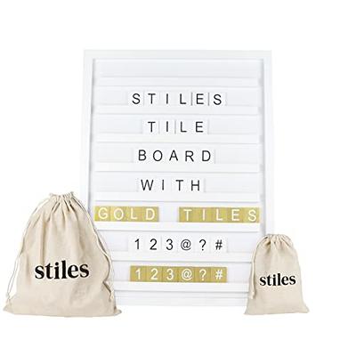 Stiles Wood Tile Letter Board Set and Premium Letter Set Bundle, 23.6 ...