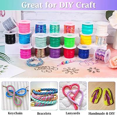 Gimp Bracelet Making Kit Plastic Lanyard String with Jewelry Clasp Key  Chain Ring Lanyard Clips Snap Lanyard Hooks Gimp Bracelet Cord for  Friendship