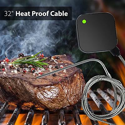 Nutrichef Wi-Fi Grill Meat Thermometer Wireless Dual Smart Probes, Alarm Indoor from Outdoor, Black