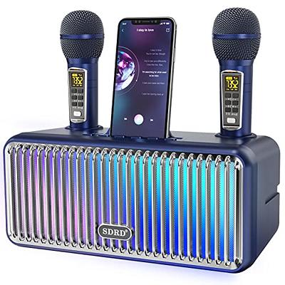 Karaoke Machine for Adults and Kids, FULLIFE Portable Bluetooth PA Speaker  System with 2 UHF Wireless Microphones, Singing Machine with Echo, Supports