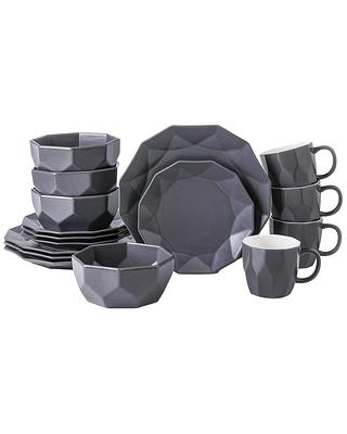 Stone + Lain Tom Stoneware Grey and Blue Dinnerware Set | 16-Piece 4