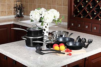 Kitchen Academy Premium Cookware - 15 Piece Interior Granite Pot
