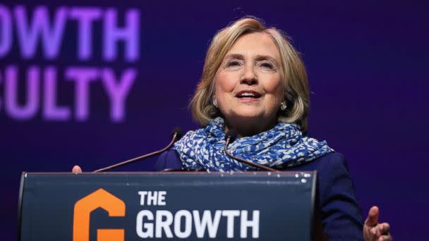 PHOTO: Hillary Clinton speaks during An Evening With Hillary Rodham Clinton at ICC Sydney, May 11, 2018, in Sydney. (Don Arnold/Getty Images)