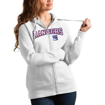 Women's Antigua White San Francisco 49ers Wordmark Victory Full-Zip Hoodie