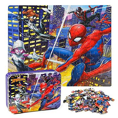 LELEMON Avengers Puzzles for Kids Ages 4-8,Disney Puzzle 100 Piece Puzzles  for Kids in a Metal Box, Educational Kids Puzzles Jigsaw Puzzles 100 Piece  Puzzle Games Puzzle Toys for Girls and Boys 