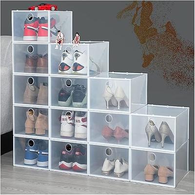 AOHMPT Foldable Storage Box - Clear Stackable Shoe Organizer with Lids -  Large 6 Layer Shoe Rack Cabinet