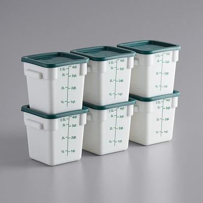 Vigor 2 Qt. Translucent Polypropylene Food Storage Container and Green Lid  - 3/Pack