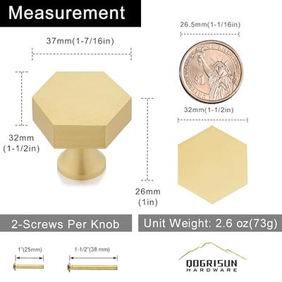QOGRISUN 10-Pack Solid Brass Cabinet Knobs, 1-Inch Diameter, Round Gold  Dresser Drawer Pulls Handles, Modern Kitchen Hardware, Brushed Brass Finish  