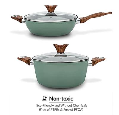 Phantom Chef 11 Deep Frypan, Green | Wood Handle