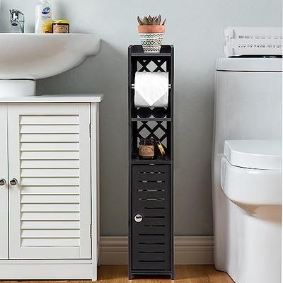 3 Tier Freestanding Bathroom Shelf with Drawer Toilet Paper Storage Stand, Black