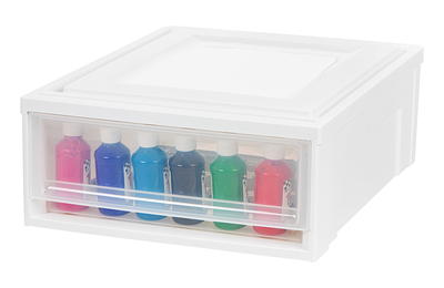 IRIS White Stackable Plastic Storage Drawer 7-in H x 15.75-in W x