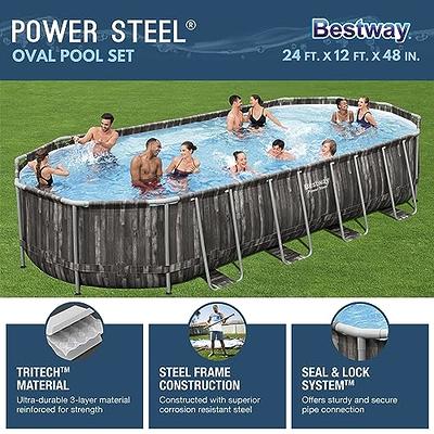 Bestway Power Steel 24\' x with Above 2500 Rectangular Pool Pump, - Pool Filter Ground Metal Cover 48\