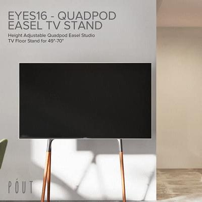 POUT E16 TV Studio Display Mount - Solid Wood Easel Quad-Leg w/Height  Adjustable White Bracket