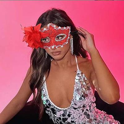 Masquerade Mask for Women, Pink Mask, Rhinestone, Venetian Party, Evening  Prom