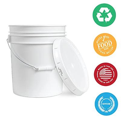 4 Gallon BPA Free Food Grade White Bucket with Plastic Handle - WITHOUT LID  - FREE SHIPPING