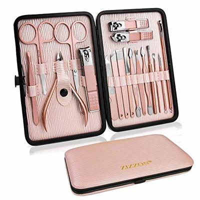  Manicure Set Professional Nail Clippers Kit Pedicure Care  Tools- Stainless Steel Women Grooming Kit 18Pcs for Travel or Home (Pink) :  Beauty & Personal Care