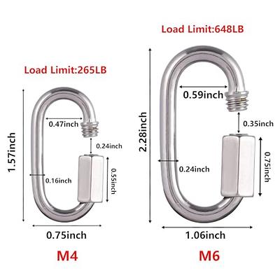 DELSWIN 2.36 Inch Stainless Steel Chain Link - 6 Pack 1/4 Small Carabiner  Clip, Heavy-Duty Anti-Rust Chain Connector, Quick Link for Towing, Swing,  Hammock, Shade Sail, 800 Lbs Capacity - Yahoo Shopping