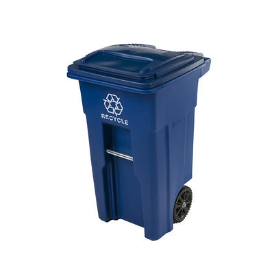 Lavex 50 Gallon Green Wheeled Rectangular Trash Can with Lid