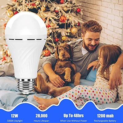 4 Pack Emergency-Rechargeable-Light-Bulb, 3000K Soft White Light