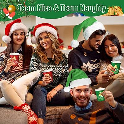 24 Pcs Reusable Christmas Cups 16 Oz Team Naughty or Nice Cups Xmas Plastic  Cups