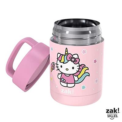 Zak Designs Kids' Vacuum Insulated Stainless Steel Food Jar with Carry Handle, Thermal Container for Travel Meals and Lunch on The Go, 12 oz, Lilo