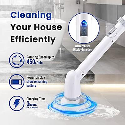 vuitte upgraded electric spin scrubber, cordless cleaning brush, 360 power  shower cleaning scrubber with 3 multi-purpose replaceable