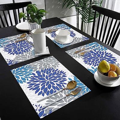 U'Artlines 6pcs Placemat, Floral Elegant Vinyl Non-Slip Insulation