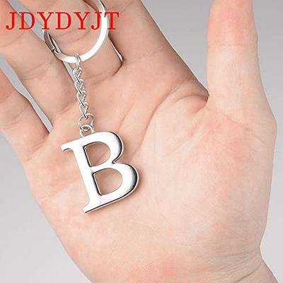 YJT Keychain Initial Letter Key Chain Silver for Men Women Personalized Alphabet Monogram Keychain for Car Keys