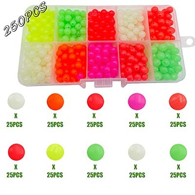  7mm Luminous Fishing Beads, 200 Pieces Plastic Glow Fishing  Bait Eggs Rig Bead Tackle Tool Round, Red
