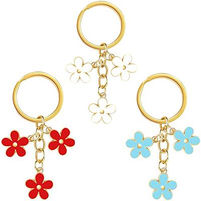 Lovely Ribbon Flower Keychain Keyring For Women Girl Jewelry Pink Flower  Cute Bag Car Key Holder Keyring Gifts