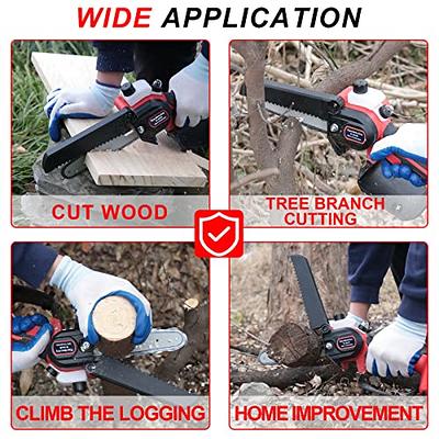 Mini Chainsaw Cordless 6 inch with 2 Battery, Mini Power Chain Saw with  Security Lock, Electric Chainsaw, Handheld Small Chainsaw for Tree Trimming  Wood Cutting (2 Mini Chainsaw + 2 Guide Plate) 