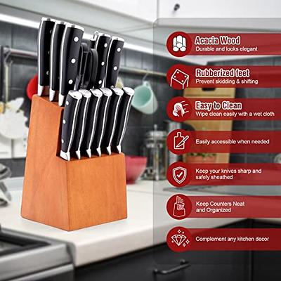 SHAN ZU 16-Piece Japanese Knife Set - High Carbon Stainless  Steel Kitchen Knife Set with Block and Sharpener: Home & Kitchen