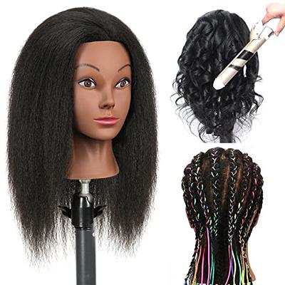 Mannequin Head 100% Real Hair Training Head Hairdresser Cosmetology Manikin Doll Head Mannequin Head with Human Hair for Braiding Practice Hairstyle