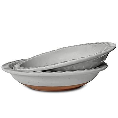 Mora Ceramics Classic 9 Inch Round Pie Pan Set of 2 - Earl Grey