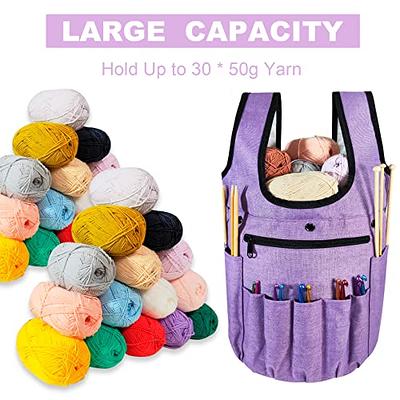 Yarn Storage Bag,Large Capacity Wool Crochet Hooks Needles Storage Bags  with Multi-Pockets,Portable Yarn Knitting Organizer Sewing Supplies 