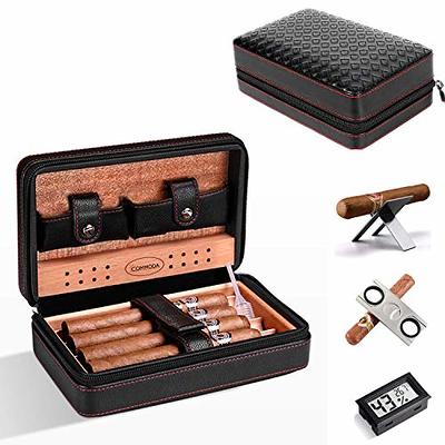 COMMODA Portable Genuine Leather Cedar Cigar Travel Case Cedar Humidor with  Digital Hygrometer Cutter Stand Set Wooden Box … - Yahoo Shopping