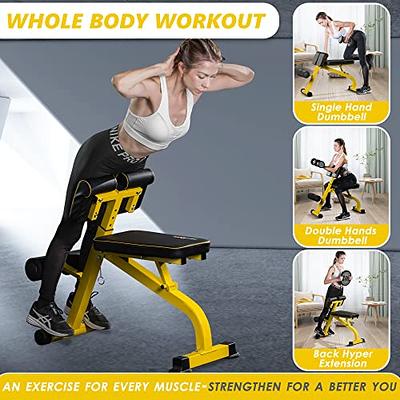 BODYRHYTHM Compact Adjustable Weighted Bench for Full Body Strength  Training, Ab/Back Hyper Roman Chair, Adjustable Ab Sit up Bench, Hyperextension  Bench, Back Extension Machine (Yellow) - Yahoo Shopping