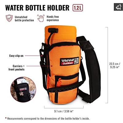 Wild Wolf Outfitters 40oz Water Bottle Holder: Military-Grade Carrier w/ 2  Pockets & Adjustable Shoulder Strap - Blue