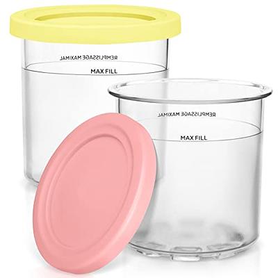 Replacement for Ninja Creami Pints and Lids - NC501, with Ninja NC501 NC500  Series Creami Deluxe ice Cream Makers, Creami Pint Containers with Leak  Proof Lids, Dishwasher Safe - Pink 