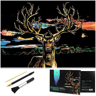 Scratch Art for Kids & Adults, Rainbow Painting Night View  Scratchboard(A4), Crafts Set: 8 Sheets